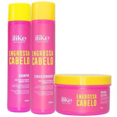 Imagem de Ilike Engrossa Cabelo Kit Shampoo, Condicionador E Mascara - Ilike Pro