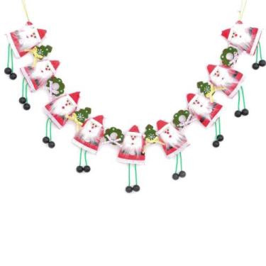 Imagem de Varal Decorativo Papai Noel em Poliéster 76cm Enfeite de Natal - Wincy