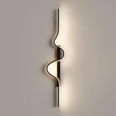 Imagem de Arandela De Parede Linear Regulável Led Luz De Parede Preta Lâmpada De Parede Moderna Com Controle Remoto, Arandelas Com Fio Luminária De Parede Para Sala De Estar Quarto, Black, 80cm