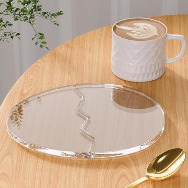 Imagem de Placas decorativas para porta-copos de acrílico, acessórios de mesa de escritório, decoração de xícara de café em forma de ovo de dinossauro transparente, perfeita para proteção e exibição de mesa.