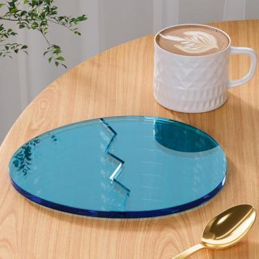 Imagem de Placas decorativas para porta-copos de acrílico, acessórios de mesa de escritório, decoração de xícara de café em forma de ovo de dinossauro transparente, perfeita para proteção e exibição de mesa.