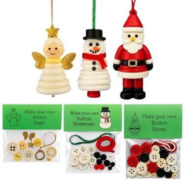 Imagem de Rrlihjgu Christmas Button Ornaments - Decorações de Casa com Pai Natal Anjo e de Neve | Conjunto De Artesanato DIY Para Pendentes Decorativos,Para Espelho Retrovisor Árvore Bolsa Janela Casa