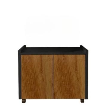 Imagem de Armario Multiuso Organizador Home Escritório Duas Portas e Rodízio(PRETO COM NATURE)