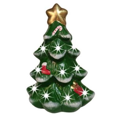 Imagem de Arvore de Natal Porta Vela Pequena Verde Escuro de Ceramica - Decore C