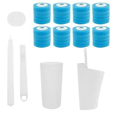 Imagem de Kit de varinha de vaso sanitário montado na parede e conjunto de suporte com 40 cabeças de escova de substituição limpeza eficiente para limpadores de tigelas, limpeza de banheiro, pia, banheira, chão