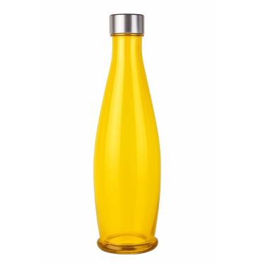 Imagem de Garrafa De Água Geladeira Suco Vidro Tampa Inox 1 Litro Amarelo