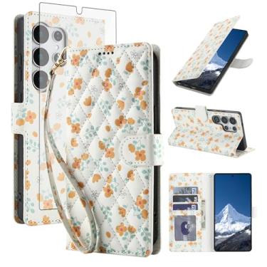Imagem de Asuwish Capa de celular para Samsung Galaxy S25 Ultra 5G carteira celular com protetor de tela de vidro temperado porta-cartão de flores com suporte para cartão S25Ultra 25S S 25 25Ultra 6,9 2025