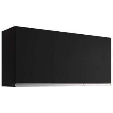 Imagem de Aéreo Armário Andreia 120 cm 3 Portas Preto - AJL Móveis