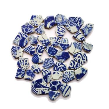 Imagem de Kit de artesanato de azulejo de mosaico DIY, variedade de azulejos de cerâmica chinesa de 500 g, peças de porcelana azul e branca para artesanato de parede, pode ser feito em projetos de arte