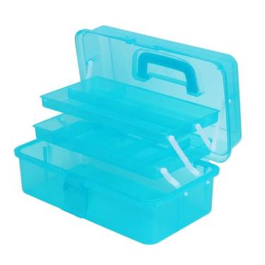 Imagem de AnRui Caixa transparente de primeiros socorros, aba de tampa de acesso rápido e alça de transporte, caixa de armazenamento de 3 camadas para medicamentos, ornamentos de beleza, acessórios para unhas