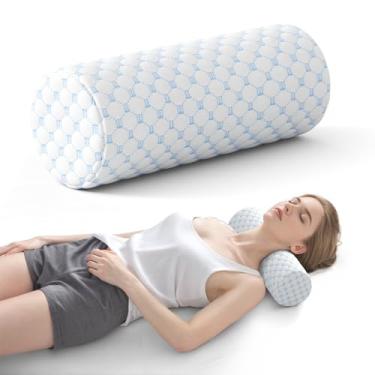 Imagem de Almofada de pescoço para alívio da dor no pescoço - Almofada de suporte de pescoço de espuma viscoelástica para cama, travesseiros cilíndricos, travesseiro de pescoço redondo para dormir, 40,6 x 12,7