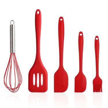 Imagem de Pacote com 4 espátulas de silicone + batedor, vermelho