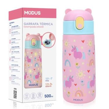Imagem de Copo Térmico Infantil de 500ml em Aço Inoxidável 18/8 com Canudo (Rosa)