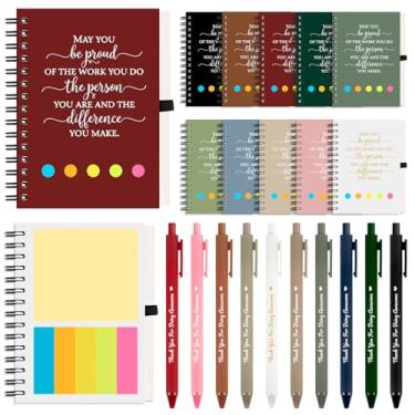 Imagem de 20 conjuntos de presentes de agradecimento de funcionários, caderno espiral inspirador a granel com caneta motivacional de notas adesivas presentes de agradecimento para colegas de trabalho, equipe de