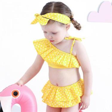 Imagem de Bebê menina ruffle biquíni biquíni definir um ombro b - HUOGUO