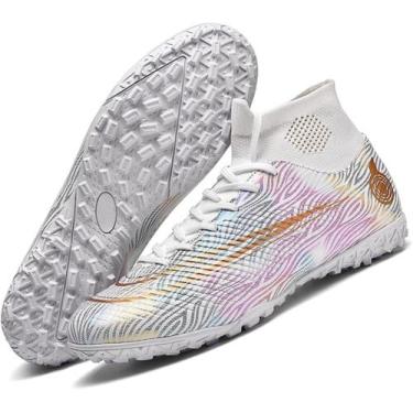 Imagem de Tênis de futebol masculinos de futebol com pontas longas, couro e borr