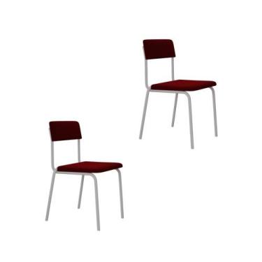 Imagem de Conjunto 2 Cadeiras de Jantar Fit Tecido Sintético Est.Branca - Metali