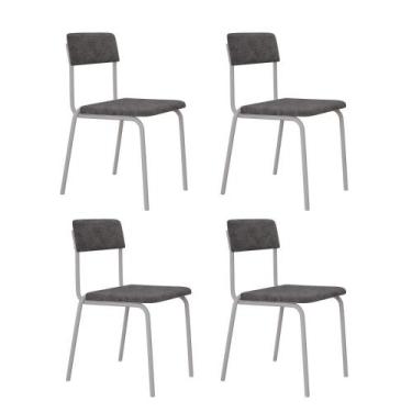Imagem de Conjunto 4 Cadeiras de Jantar Fit Tecido Sintétio Est.Branca - Metalig