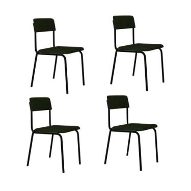 Imagem de Conjunto 4 Cadeiras de Jantar Fit Tecido Sintétio Est.Preta - Metalig