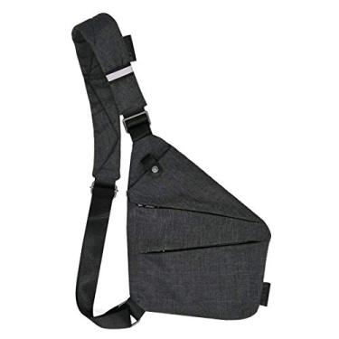 Imagem de Bolsa de ombro digital moderna masculina multifuncional mochila tiracolo anti-roubo bolsa de peito para arma, Mão esquerda cinza escuro, Left Hand, Bolsa tiracolo fina