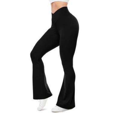 Imagem de Leggings UEU Flare V Crossover de cintura alta, ioga, pretas, pequenas