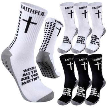 Imagem de Meias de futebol Glitopper Cross Grip Anti Slip, 6 pares