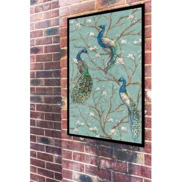 Imagem de Quadro Decorativo Pavões Na Árvore - 70X50Cm - Quadros On-Line