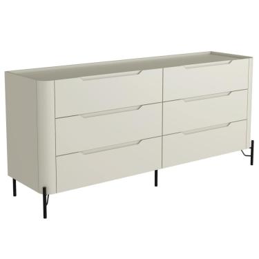 Imagem de Cômoda Para Quarto Closet Orgânica 6 Gavetas Pés Industrial Preto Bliss I03 Luna - Lyam Decor