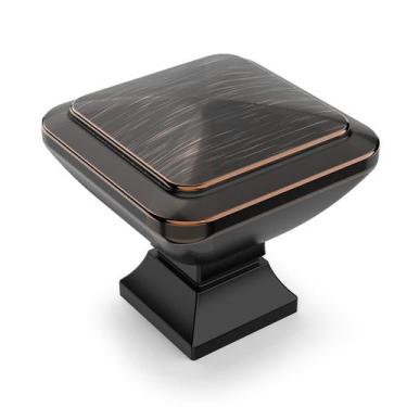 Imagem de Knobs de gabinete Amerdeco Oil Rubbed Bronze Square, pacote com 10