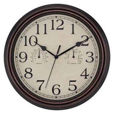 Imagem de Relógio de parede Foxtop Waterproof com termômetro e higrômetro 14"