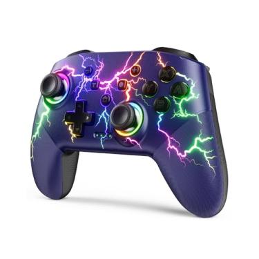Imagem de VOYEE Switch Controllers Compatible with Switch/Lite/OLED/PC Windows, 1000mAh Programmable RGB Lightning LED, Wireless Pro Controller with One Key Pairing/Wake Up/Turbo/Vibration
