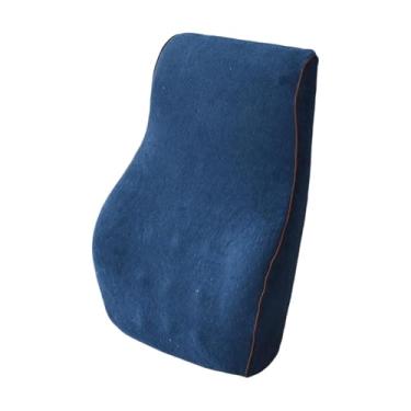 Imagem de Ysyqkn Almofada de Apoio para As Costas em Espuma Viscoelástica Prática com Alças de Encosto Ajustáveis, Ideal para Casa Ou Carro, Veludo Azul