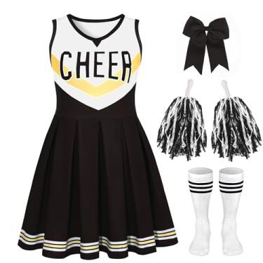 Imagem de CIFITERY Cheerleader Costume for Girls Black White Cheerleading Outfit For Kids (Black Cheerleader Costume for Girls, 5-6 Years)