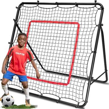 Imagem de Chute a Gol, Trave Fe Gol​, Ajustável Malha de Bola de Futebol Equipamento de Assistência de Tiro, Treinamento De Futebol, Rebote de Futebol De Aço 120 * 120CM, Rede Portátil Rebote De Futebol