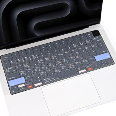 Imagem de EooCoo Capa de teclado com teclas de atalho MAC OS para MacBook Air 15 polegadas M2 (A2941), MacBook Air 13,6 polegadas M2 (A2681), MacBook Pro 2023-2021 16 polegadas M2 M1 (A2779 A2279 A221) 442 A2780 A2485), Skin
