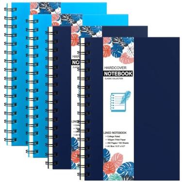 Imagem de Coopay Pacote com 4 cadernos espirais de capa dura A5, cadernos pautados para faculdade, agenda, diário, agenda, pautado, com divisórias removíveis para escola, escritório, material comercial, 21 x 14