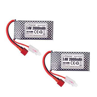 Imagem de Fytoo 2 peças de bateria de lítio tipo T 7,4V 2000mAh para 9200 9200E 9202E 9203E 9204E 9205E 9206E 2995 YC300 HM101 HB101 25-DJ02 9125 S920 S920 S922 1 WLtoys Drone de barco com controle remoto para