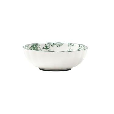 Imagem de Pratos de cerâmica de cor sólida sob o esmalte, utensílios de mesa domésticos rosa verde - tigela de salada de 16 cm