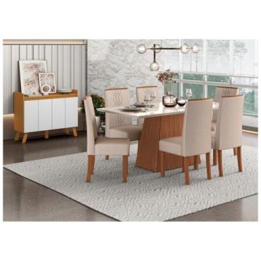 Imagem de Mesa de Jantar 6 Cadeiras Retangular Móveis - Copenhague + Aparador Bu