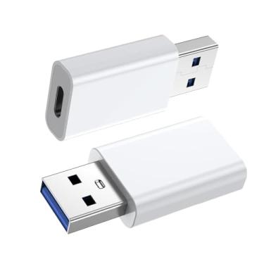 Imagem de Adaptador USB C, conversor de carregador USB-C fêmea para USB macho para MagSafe Watch 10 9 8 7 SE Ultra iPhone 16 15 14 13 Mini Pro Max iPad Samsung Galaxy Pixel CarPlay Branco 2 unidades