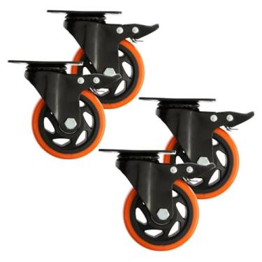 Imagem de 4 Rodas Giratória Rodizio Com Trava Rodinhas Reforçada 70mm 3 Polegadas Peso 600kg(Laranja)