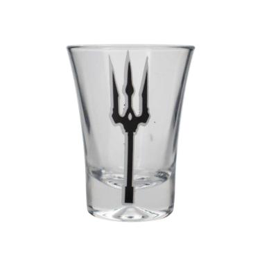 Imagem de Copo Dose Cachaça Exú Tridente Trabalhado Vidro 45 Ml