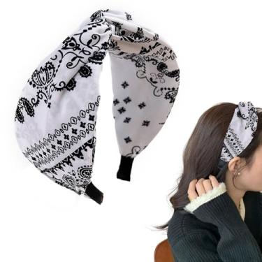 Imagem de Bandanas femininas boho, turbante torcido, para mulheres, faixas de cabelo com nó, para mulheres, Natal, Halloween, faixas de cabelo branco, nó floral