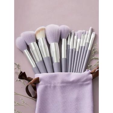 Imagem de Conjunto de 13 pincéis de maquiagem macio e fofo profissional base cosmética em pó sombra kabuki pincel de maquiagem ferramenta de beleza com bolsa esponja de maquiagem presente de beleza para