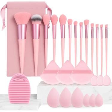 Imagem de Conjunto de pincéis de maquiagem para viagem, 26 peças, ferramenta de maquiagem premium, corretivos sintéticos, kit de esponjas de pó para iniciantes