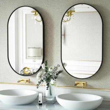 Imagem de Espelho Oval Decoração Moldura 80x50 Quarto Sala Banheiro - Lopazzi, D