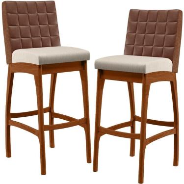 Imagem de Kit 02 Banquetas Altas Cozinha B04 Marrom Cru