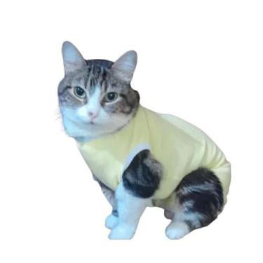 Imagem de Roupa Pós Cirúrgica Com tiras autocolantes Gato Castração Cat - PARA P