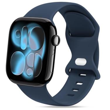 Imagem de STG Sport Pulseira de relógio compatível com Apple Watch de 38 mm, 40 mm, 41 mm, 42 mm, 44 mm, 45 mm, 49 mm, P/M e M/G para mulheres/homens, à prova d'água, silicone macio, acessórios para iWatch Ultra SE Series 8/7/6/5/4/3/2/1 (38 mm/40 mm/41 mm M/G, azul abismo)
