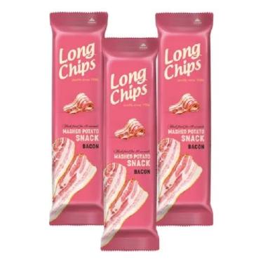 Imagem de Batata Frita Importada Long Chips Sabor Bacon - Kit COM 3 UNIDADES DE 75G